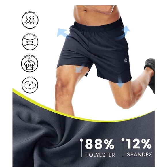 Nepest Men’s Running Athletic Shorts Zipper Pocket 5 in Inseam Linerless Dry Fit - Picture 2 of 8